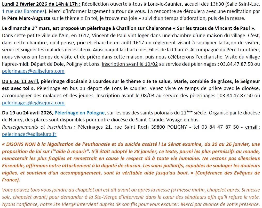 Annonces 25 janvier 1er fevrier